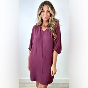IVY‎ JANE Womens Dolman Sleeve Dress Burgundy Pockets Casual Boho Chic Size M